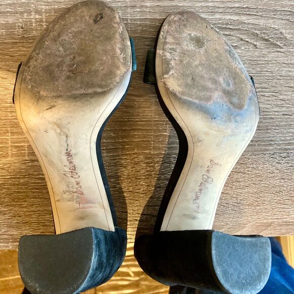 Sam Edelman Women's Yaro Sandal Size 9 Black Suede Block Heel with Ankle Strap - Picture 5 of 7